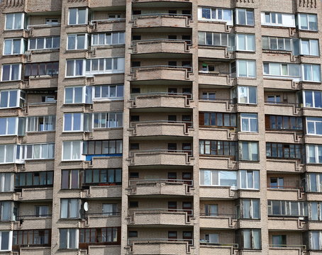 Facade of an apartment building, ulitsa Povoyskogo, 18k2, St. Petersburg,Russia, may 2019