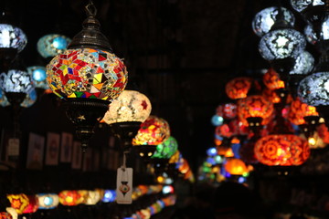 colourful lights in the market