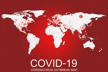 World map present Coronavirus (COVID-19) outbreak on more country in the world etc Asia, Europe, Africa, America.