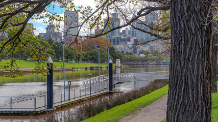 The Yarra River winds through the city of Melbourne in Victoria, Australia.