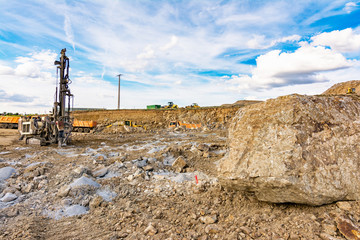 Professional drilling rig doing a geotechnical study of the terrain