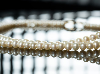 close-up macro photo pearl diamond necklace