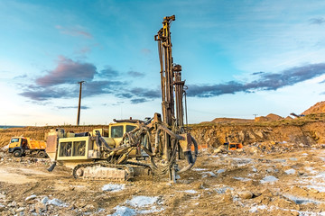 Professional drilling rig doing a geotechnical study of the terrain