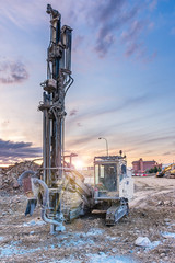Professional drilling rig doing a geotechnical study of the terrain