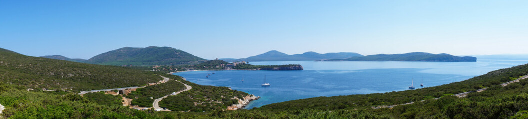 Seascape view of italian sardinian bay