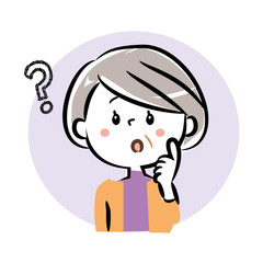 疑問, 考える　シニア女性　