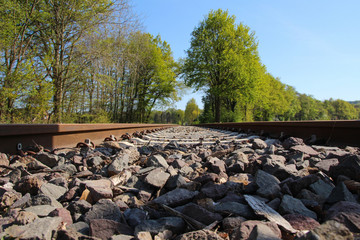 rails and track bed in spring
