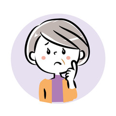 疑問, 考える　シニア女性　