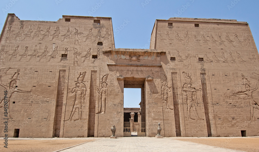 Wall mural entrance pylon to a large ancient egyptian temple