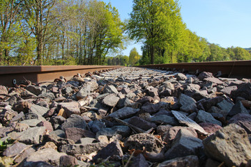 rails and track bed in spring