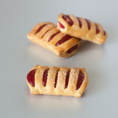Fresh homemade puff cookies with jam