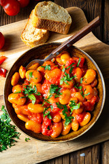 Rustic giant beans with fresh tomato sauce