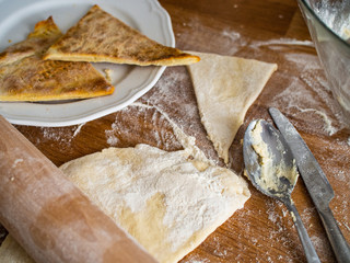 Baking bread at home kitchen