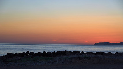 pink sunset by the sea 