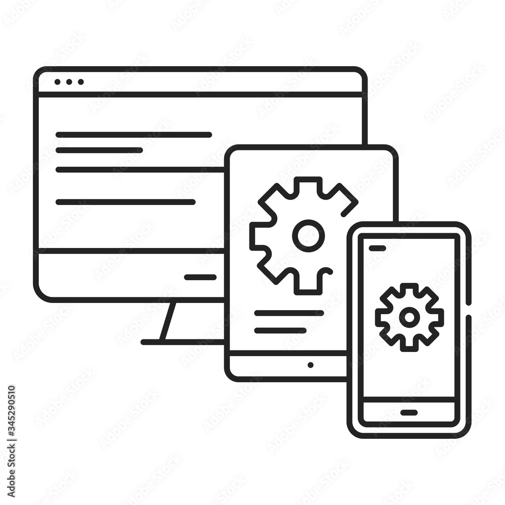 Wall mural cross platform app black line icon. pictogram for web page, mobile app, promo. ui ux gui design elem