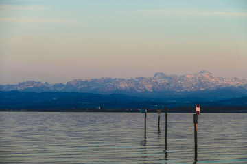 Sunset view on the German alps