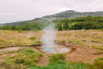 geothermal area near Strokkur on Iceland