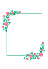 Square frame decorated with flowers in a romantic style.