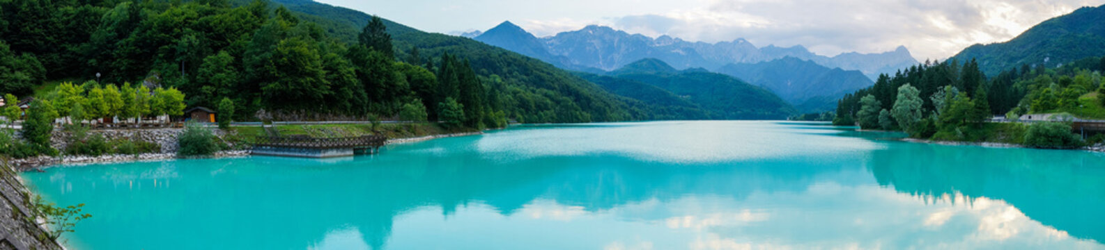 Panoramic view of mountain lake of barcis