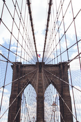 Close view Brooklyn Bridge in New York City