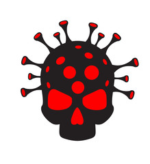 Coronavirus concept. Virus and skull. Abstract illustration