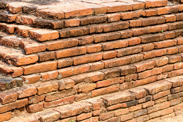 Vintage orange red old brick wall