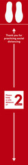 Social Distancing 2 meters sign. Vector Image. White on a red background. 