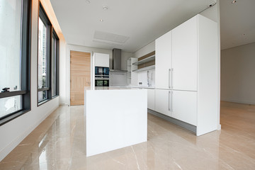Modern kitchen interior with electric and microwave oven