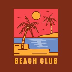 simple logo badge beach design illustration, for t-shirt prints, patches, emblems, posters, badges and labels and other uses