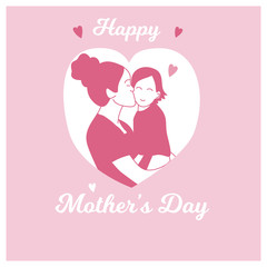 Greeting card for mother's day. Vector illustration. Flat style. Minimalism. For the design of postcards, flyers, posters.