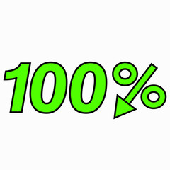 The 100 percent drop green icon. Price drop. Interest rate reduction. Sell-out. Stock symbol. Discount. Markdown of goods. Bonus discount. Vector icon.