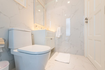 Naklejka na ściany i meble Luxury bathroom bright colors in apartment 