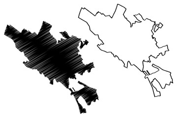 Botosani City (Republic of Romania) map vector illustration, scribble sketch City of Botosani map