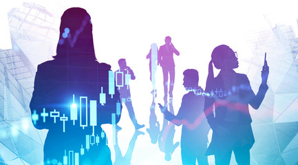 Business people in city, teamwork