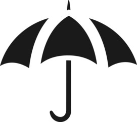 Black Flat Weather Forecast Icon for Umbrella Rain