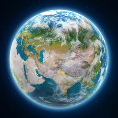 Planet Earth globe at night
