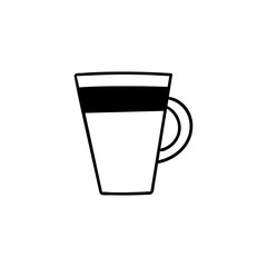 Vector doodle mug of coffee or tea. Cooking, kitchen utensils, home elements. hand illustration isolated on white background.