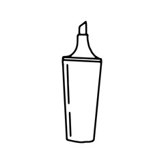 Marker on an isolated white background. Black hand draw outline. Back to school, office. Vector illustration.