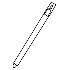 Pen on an isolated white background. Black hand draw outline. Back to school, office. Vector illustration.