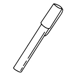 Marker on an isolated white background. Black hand draw outline. Back to school, office. Vector illustration.