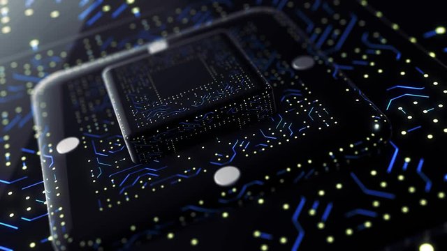 Close up of CPU and circuits