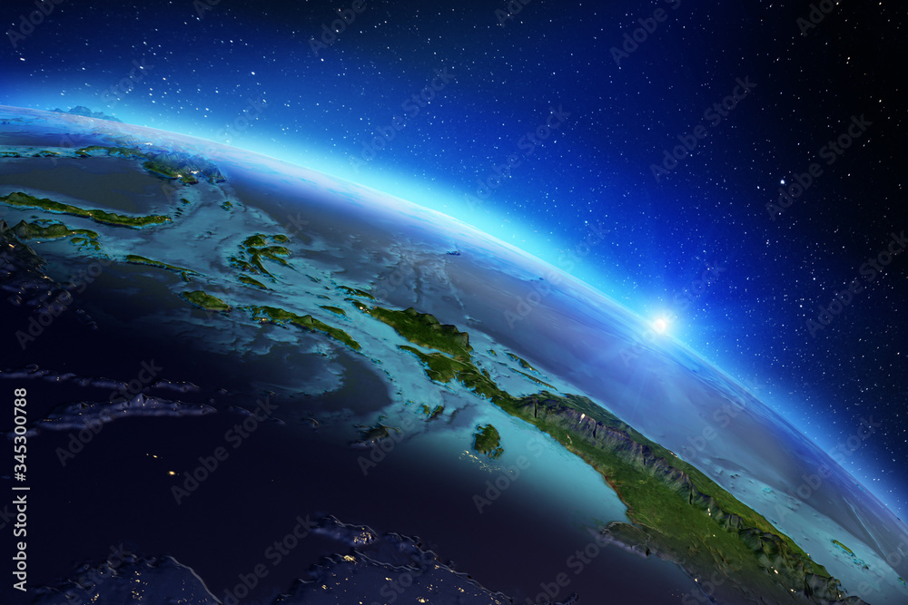 Wall mural planet earth from space. 3d rendering