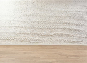 White brick wall background, parquet style.