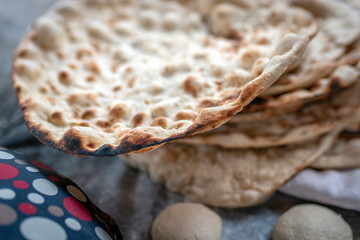Preparation of organic tandoor bread and layered bread, one of the local flavors of Antioch