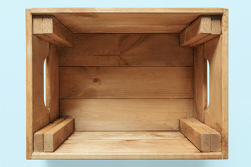 Old wooden box, top view