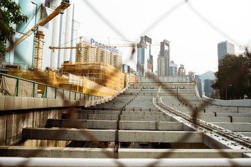 construction buildings next to an undersea tunnel