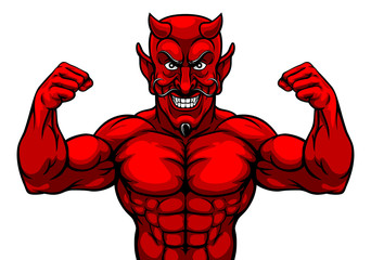 A devil Satan or Lucifer strong sports mascot cartoon character