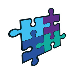 Obraz premium Four piece puzzle. 4 step process diagram. Four section. Square schedule diagram. Isolated, white. Vector