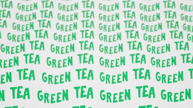 Green tea text kinetic typography. Health and lifestyle concept