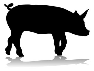 A pig silhouette farm animal graphic